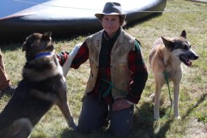 Polly Mahoney with sled dogs